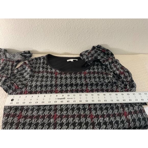 Sandra Darren Black Red Houndstooth Bell Sleeve Dress Size XL New - Picture 3 of 14
